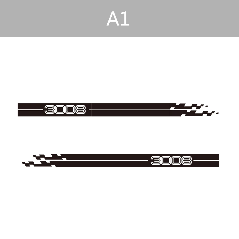2 стороны 3008 Винил Автомобиль Ван Стайлинг боковые полосы стикер Авто Переводные картинки тело графика для peugeot 3008 - Название цвета: Black