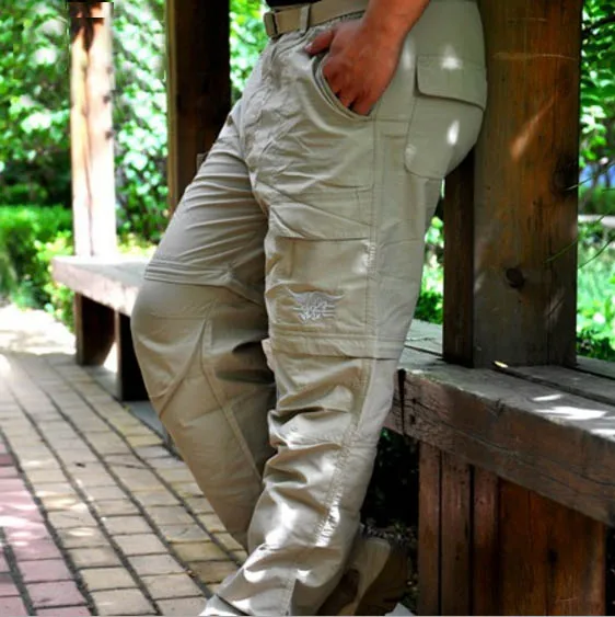 HANWILD los hombres de verano al aire libre de senderismo de secado rápido Pantalones Hombre pesca deportes senderismo pantalones anti-UV Plus tamaño Camping caza P54