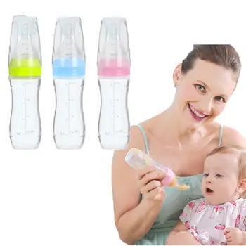 

1Pc Infant Baby Silicone Feeding With Spoon Feeder Food Rice Cereal Bottle