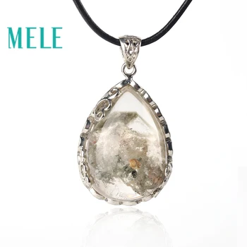 

MELE natural green ghost garden crystal pendant for women and man,37X25mm water drop shape peculiar pattern fashion jewelry