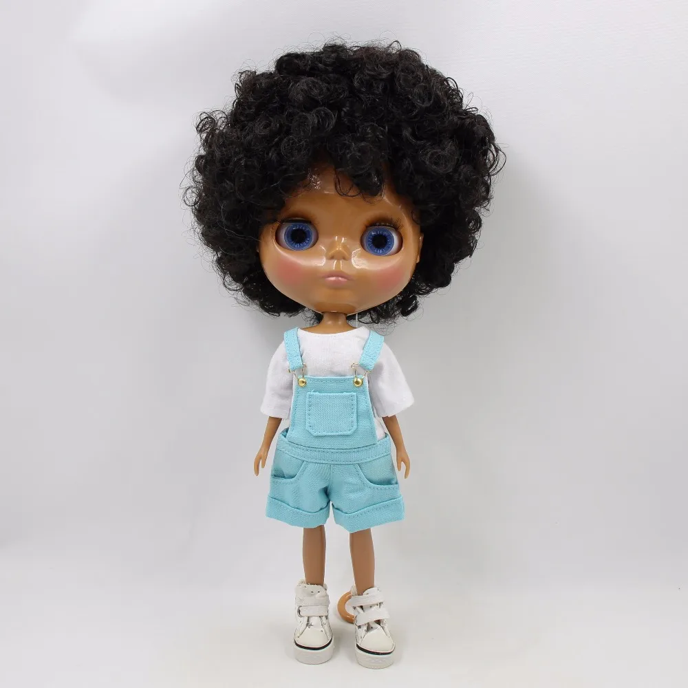 Neo Blythe Muñeca con cabello negro, piel oscura, cara linda brillante y cuerpo de Licca 2