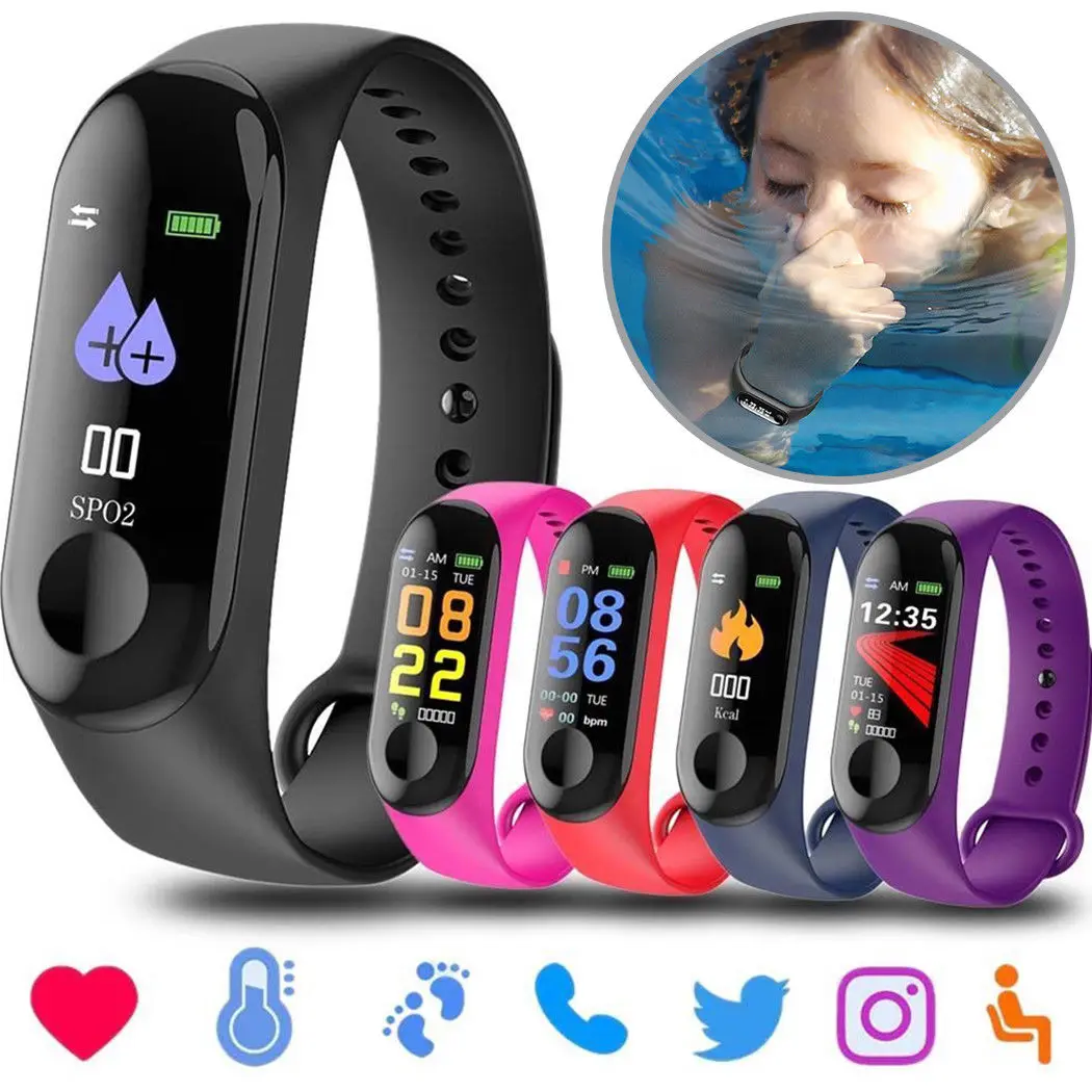 Smart Wearable Device Wristband Color Screen Blood Pressure Heart Rate Monitor Fitness Tracker Sport Smart Watch for Adult Kids
