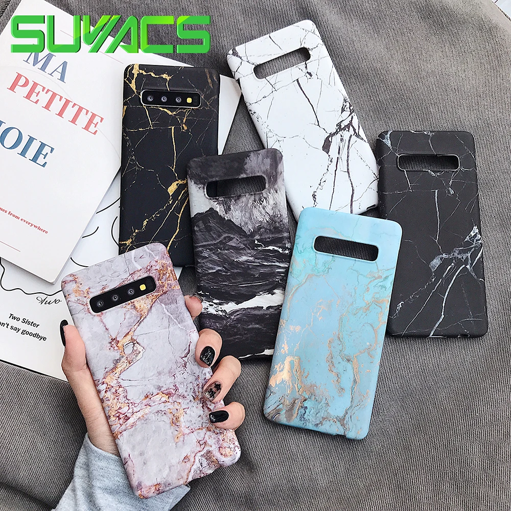 

SUYACS Classic Marble Case For Samsung S10e S10 Plus S8 S9 Plus Note 8 9 Hard PC Phone Back Cover Cases Full Body Coverage Bag