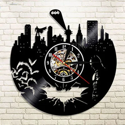Винтажные настенные часы с виниловой пластинкой, современный дизайн, декоративные часы с изображением Бэтмена для мальчиков, настенные часы, домашний декор, бесшумные 12 дюймов - Цвет: 3