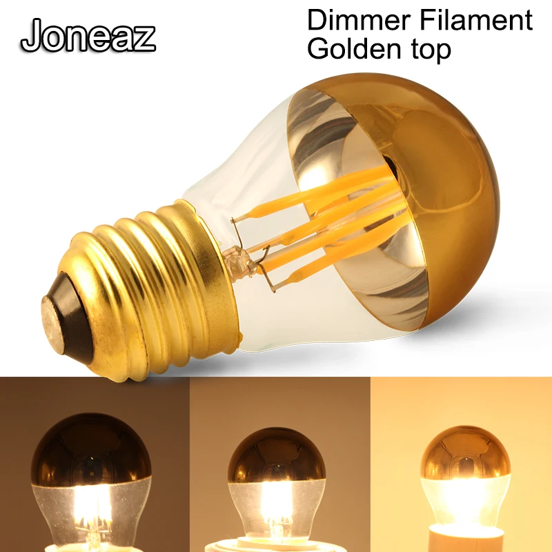 Joneaz 1X bombilla светодиодные лампы накаливания E27 110 В 220 диммер Золотой Топ G45