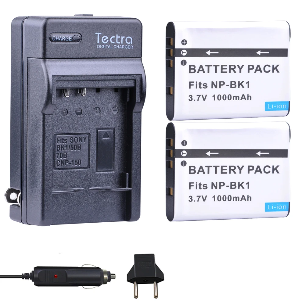 Tectra 2 шт. NP-BK1 NPBK1 NP BK1 литий-ионный Батареи для камеры+ цифровой Зарядное устройство для Sony S750 S780 S950 DSC-S980 W180