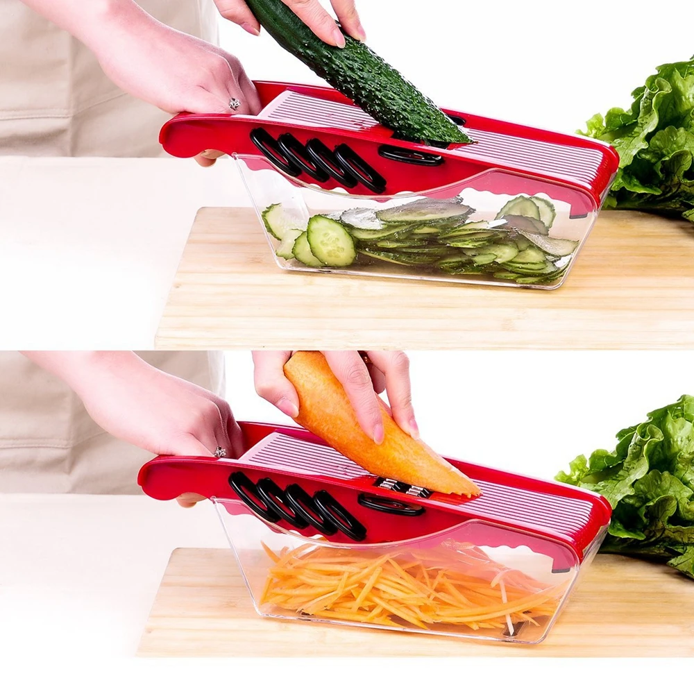 Резка овощей, картофеля овощерезка с контейнером 6 сменные лезвия с ручным душем защитные экраны и защитные экраны нож для резки терка для овощей