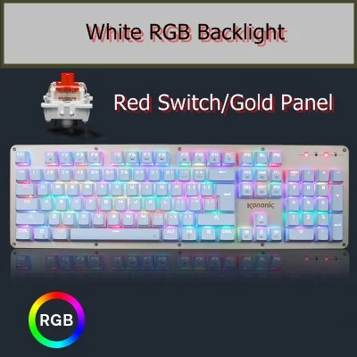 KANANIC 104 ключ RGB подсветка USB Проводная эргономичная Механическая игровая клавиатура плавающие клавиши, пластина из алюминиевого сплава - Цвет: Бежевый