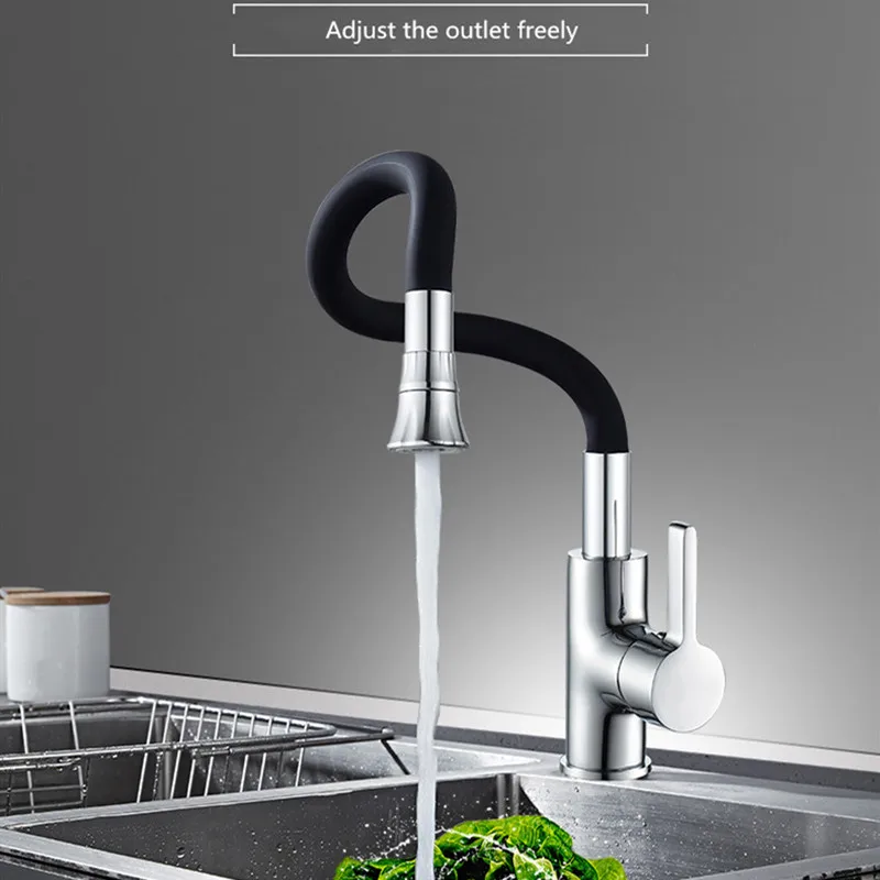  LIUYUE Kitchen Faucets Black/White Brass Silica Gel Nose Any Direction Rotate Kitchen Faucet Rotate - 1000008737213