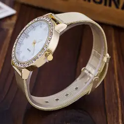 Для женщин алмаза Аналоговый Нержавеющая сталь кварцевые наручные часы Часы дамы кварц-Часы Montre Femme движение часы хронометрист