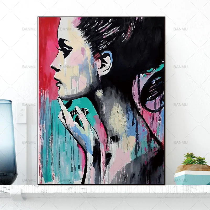 Canvas painting wall art pictures wall poster Decoration prints colorful people 