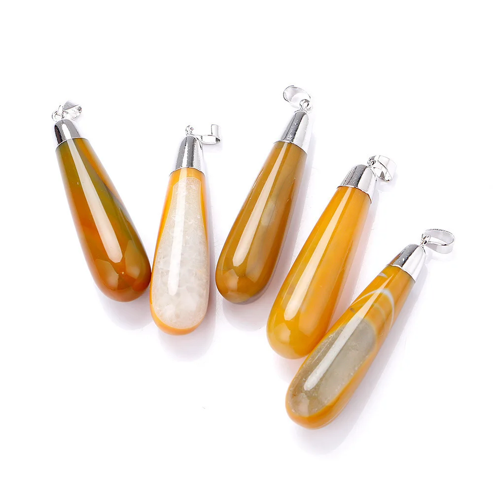 D055- Yellow (1 PCS) Yumten кристаллы подвеска в виде пули полудрагоценные камни ожерелье Модные Винтажные Ювелирные изделия унисекс power Gem Рейки аксессуары подарок - Цвет камня: D055- Yellow (1 PCS)