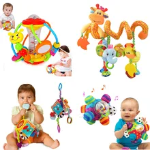 Мягкие игрушки для малышей 0-12 месяцев, чучело, детская погремушка, игрушки для новорожденных, подвесная кровать, колокольчик, погремушки на кроватку, развивающие игрушки для малышей