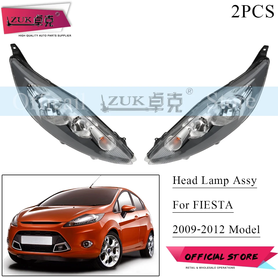 ZUK 2 шт. головной светильник налобный фонарь налобный светильник для Ford Fiesta 2009 2010 2011 2012 с лампами внутри переднего бампера