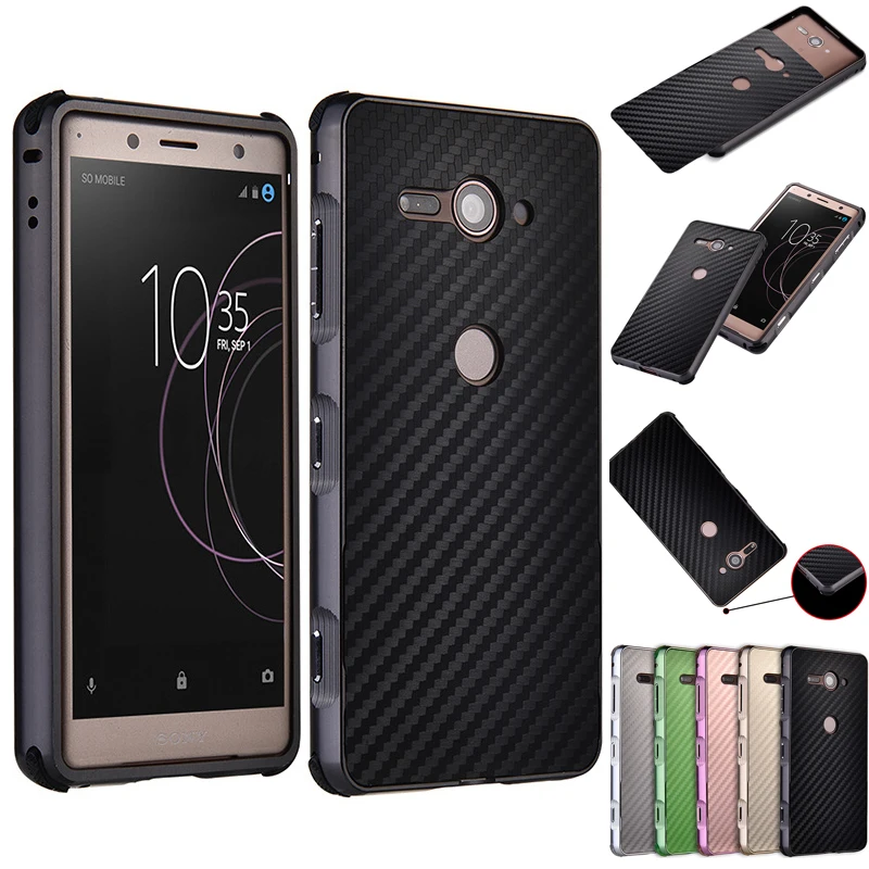 

For Sony Xperia XZ2 Compact H8324 Case Aluminum Metal Frame+Carbon Fiber Back Cover Case for Sony Xperia XZ2 Compact Phone Shell