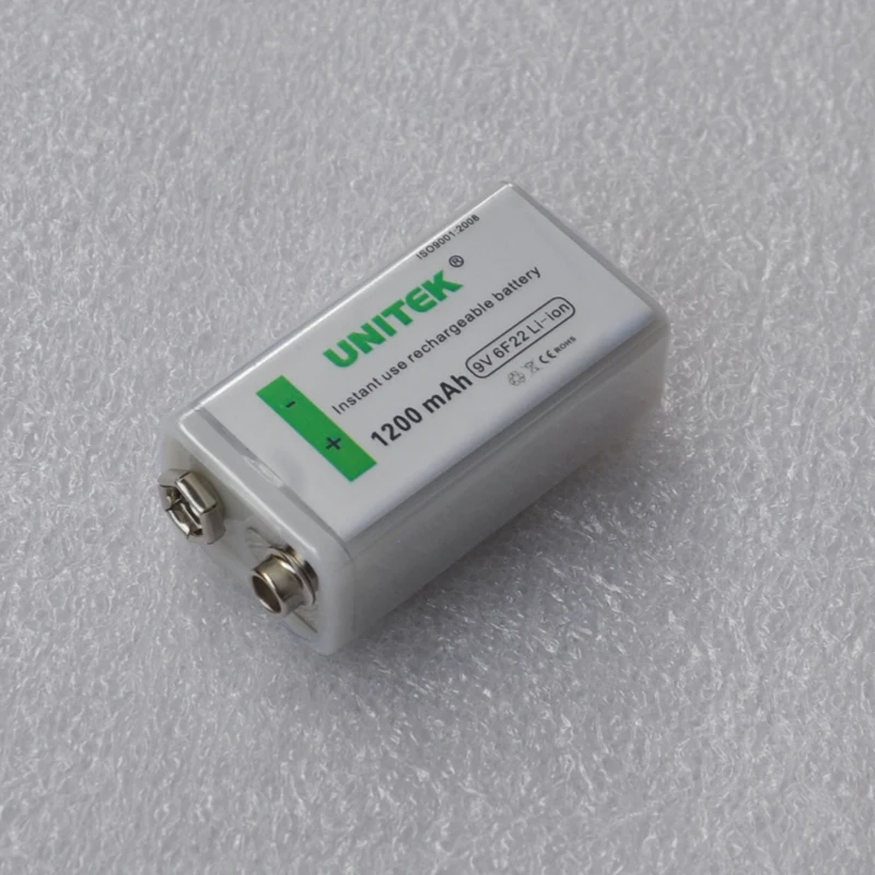 

UNITEK 9V 1200mah usb rechargeable battery 1200mAh 6F22 lithium cell for wireless microphone Guitar EQ smoke alarm multimeter
