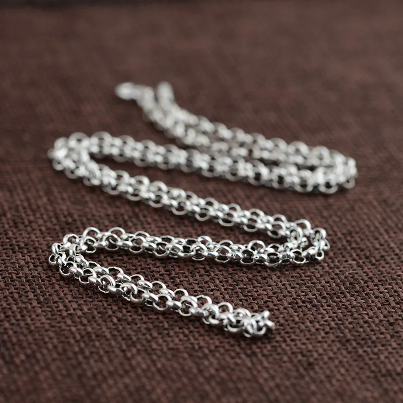FNJ Серебряная цепочка из 925 пробы для женщин и мужчин, Аксессуары S925, тайские 3 мм твердые серебряные ювелирные изделия, ожерелья