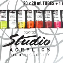 Франция Pebeo 20 цветов акриловые краски студия пигмент набор with1 кисть 20 тюбиков x 20 мл Профессиональный высокой вязкости