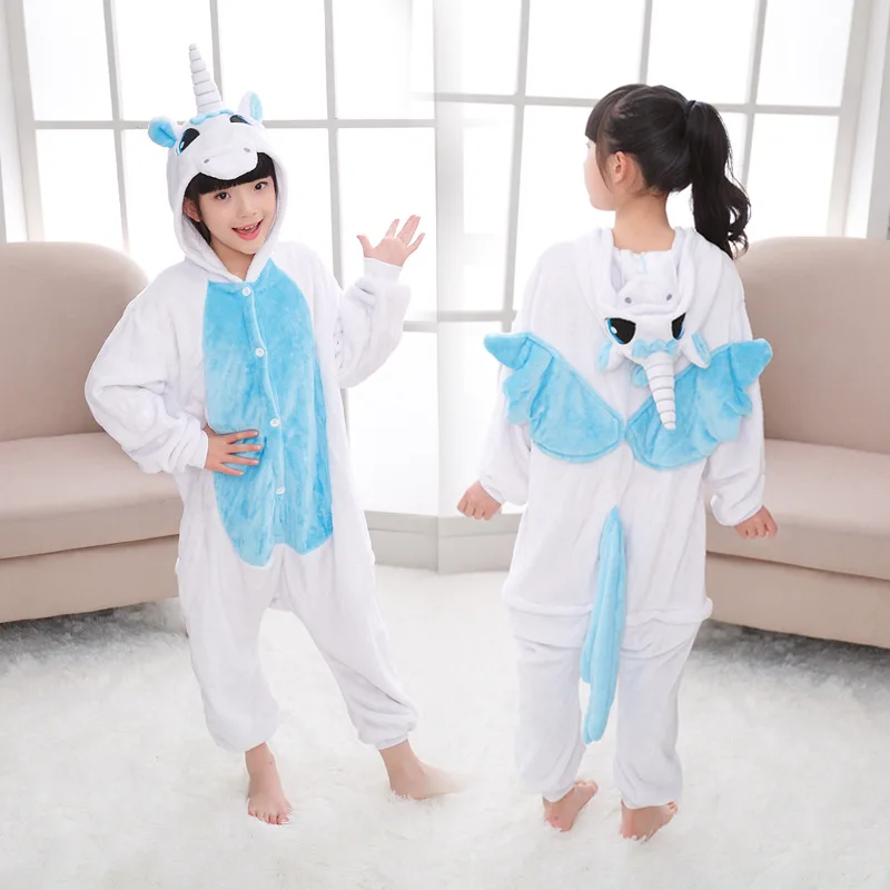 Кигуруми Дети Пижамы Для Мальчиков Девочек Пижамы Onesies Фланелевые Стежка Животных Единорог Пегас Косплей Дети Пижамы С Капюшоном Набор пикачу одежда пижамы для девочек для мальчиков домашний костюм пижамный комплект