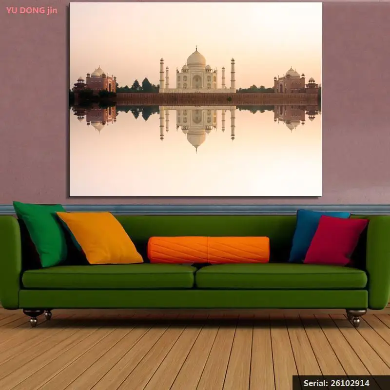Taj Mahal Mosque Agra India Uttar Pradesh Landscape Classical Oil