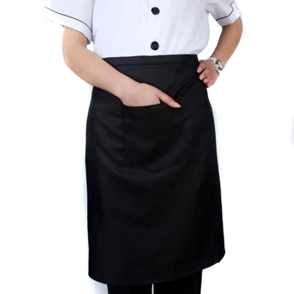 Download Plain Black Chefs Butchers Kitchen Bar Restaurant Waist Apron with Pocket-in Aprons from Home ...