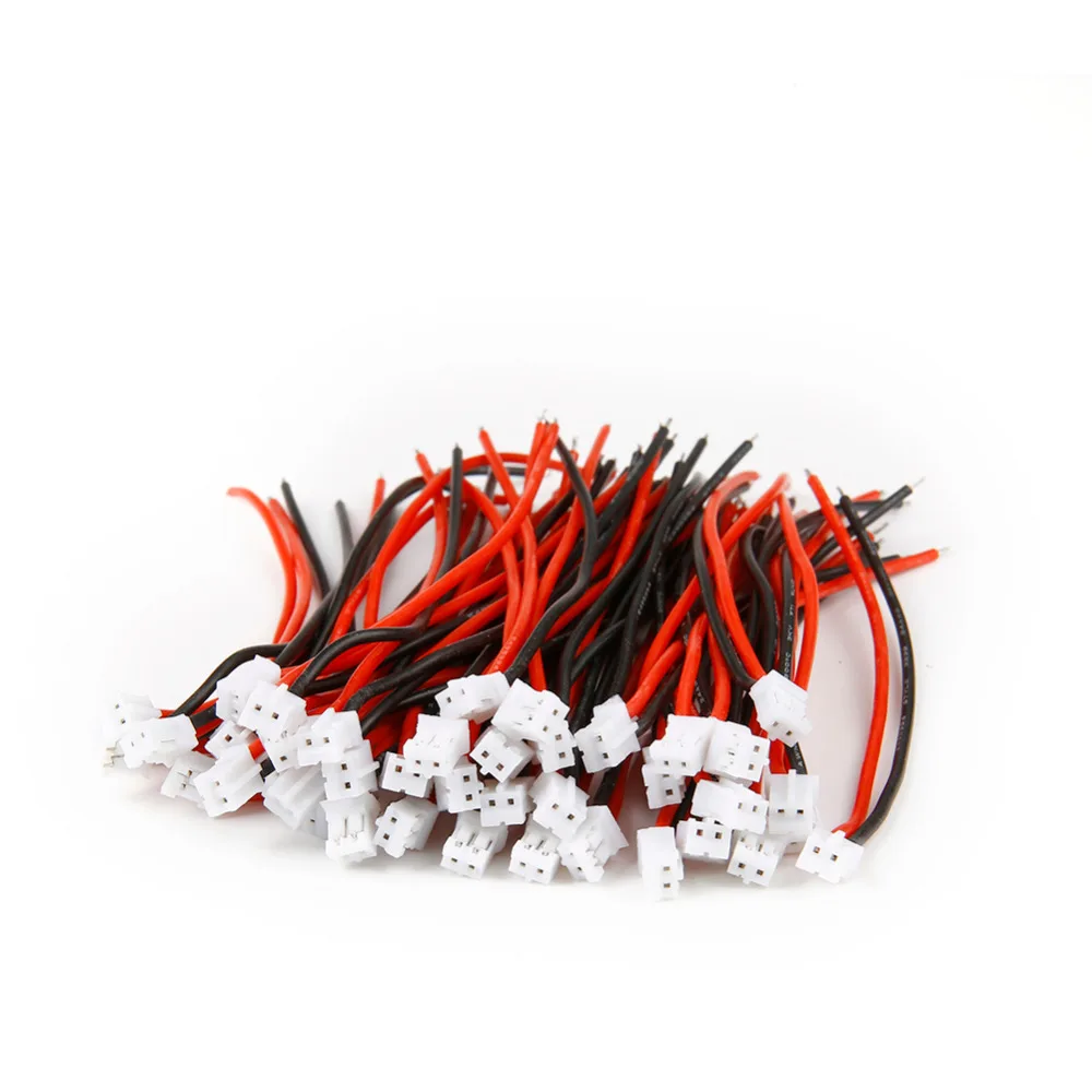 100 шт. Мини Micro PH2.0 PH 2 0 мм Шаг 2Pin разъем с 10 см 24AWG мягкий силиконовый кабель для FPV