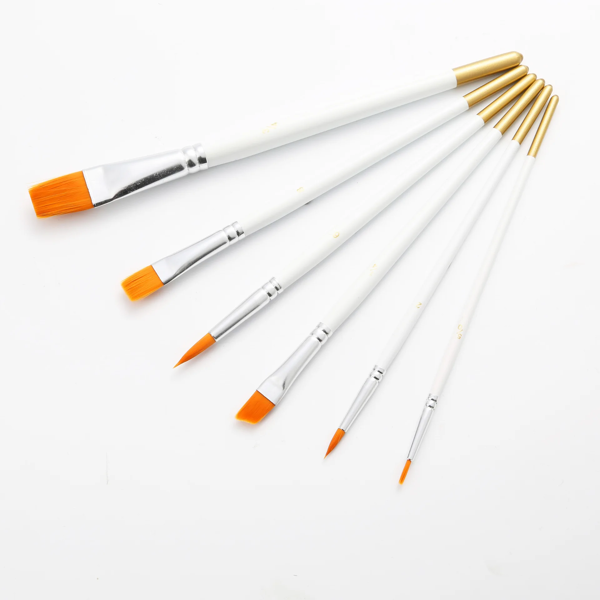 

6pcs/set Different Shape Round Pointed Tip Nylon Hair Painting Brush Set for Kids Watercolor Gouache Drawing Painting Art Supply