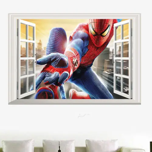 Us 2 53 5 Off 3d Amazing Spiderman Wall Stickers Vinyl Art Decal Boys Kids Bedroom Wallpaper W In Wall Stickers From Home Garden On Aliexpress Com