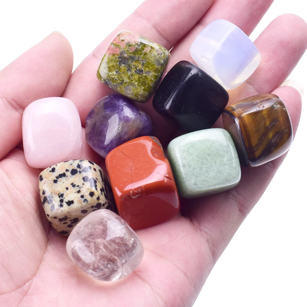 

10 pcs/box Tumbled Stone Big Size Natural Colorful Chakra Gemstone Mineral Crystal Healing Meditation Feng Shui Decor Gift Bag