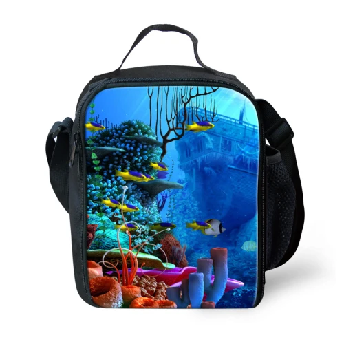 Простой дизайн животных Дельфин Акула печать сумка для пикника на ремне для путешествий Повседневная полиэстер детская коробка для завтраков Bolsa Nevera пикника - Цвет: C0293G
