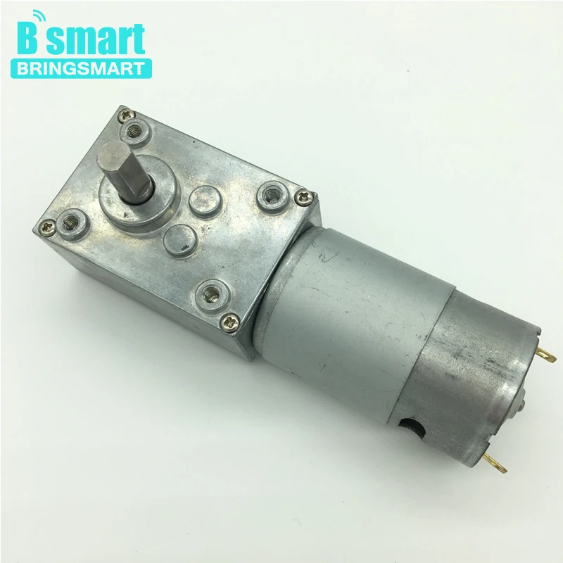 Bringsmart 6v Worm Geared Motor A58SW-555 12V High Torque Motor Reversible DIY Robot Rotated Table Door Lock Self-lock Motor 24v bringsmart a58sw31zys 12v dc worm motor reversed geared motor double shaft 1 6 70kg cm high torque reducter motor 24v gear motor