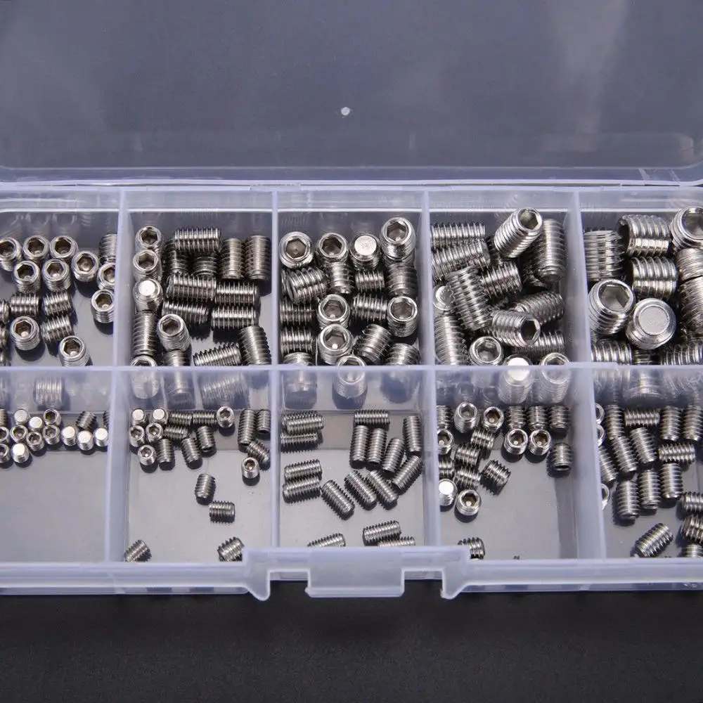 

200pcs M3/4/5/6/8 304 Stainless Steel Hexagonal Set Machine Screw Set Assortment Kit M3-M8