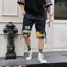 Tide брендовые камуфляжные строчки рабочие шорты хип хоп спортивные пляжные шорты летние хлопковые повседневные мужские дизайнерские шорты с лентой