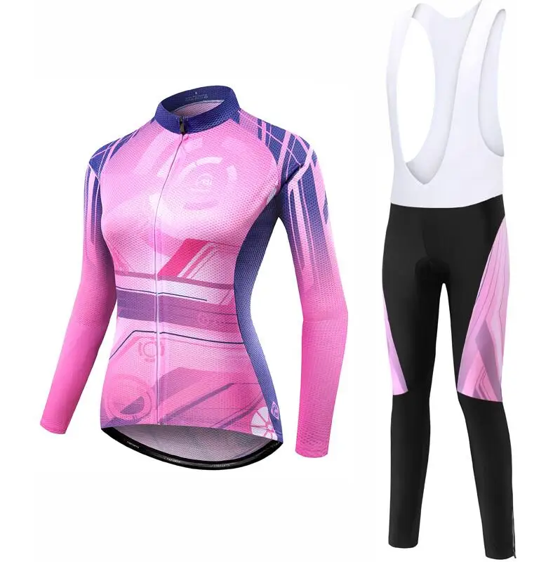 MTSPS Зимняя Теплая Флисовая профессиональная велосипедная майка с длинным рукавом, женская одежда, велосипедная Майо Ciclismo Mtb Jersey, велосипедная одежда - Цвет: Pink WL001
