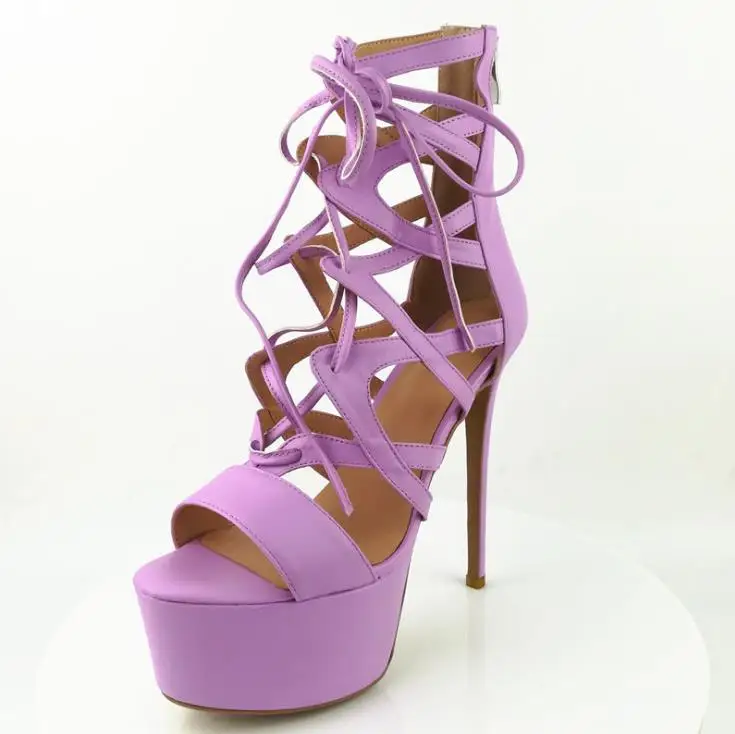 

Summer waterproof platform super high heel stiletto sexy wild sandals hollowed out with large size women's shoes