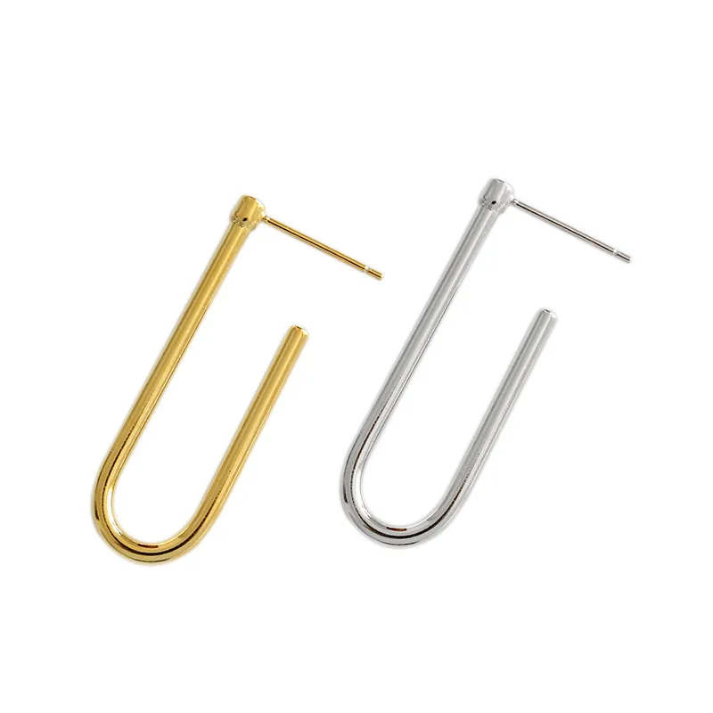 

Simple Geometric U Shape Clip 925 Sterling Silver Dangling Earrings