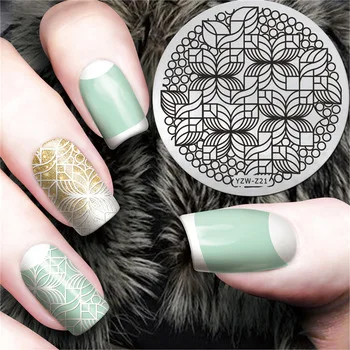 New Beauty Geometry Design Nail Stamping Plates Nail Art Image Konad Nail Art Stamps Plates Manicure Template Nail Tool #YZW-Z21