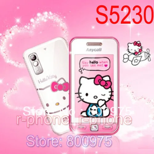 Разблокированный оригинальный Восстановленный сотовый телефон SAMSUNG S5230 Hello kitty