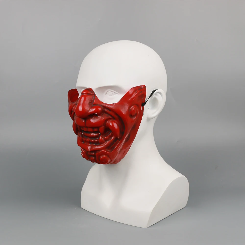 Half Cover Knight Warrior Samurai Mask Airsoft Mask Halloween Cosplay Costume Wall Mask Hannya Kabuki Evil Demon Onimaru Mask (2)