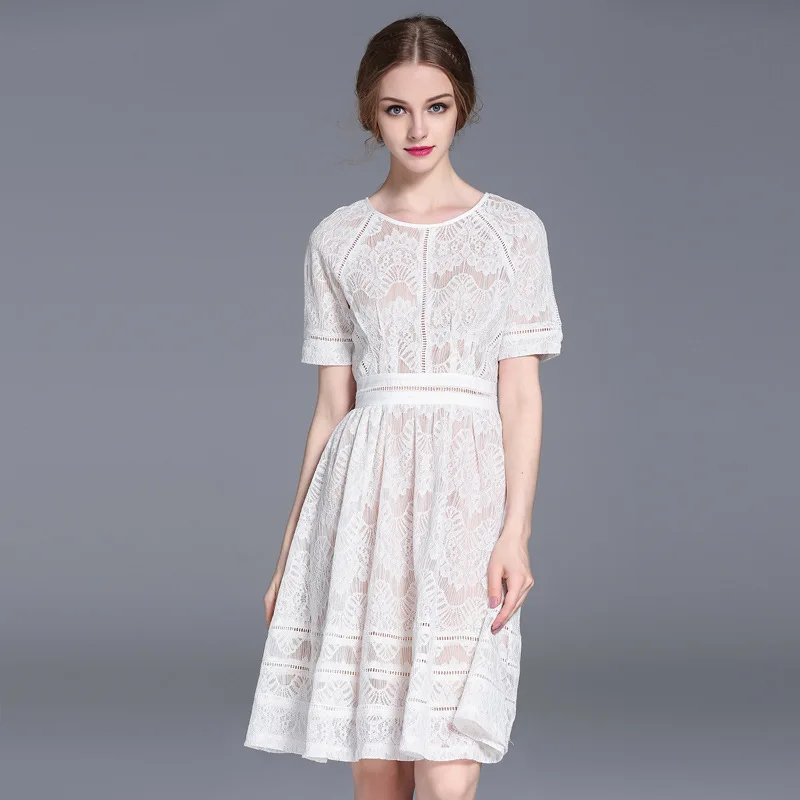 Europa Station Estate Nuovo Modello di abito-vestito Merletto Pesante Split Comune Dress