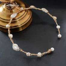 GLSEEVO, дизайн, ручной работы, натуральный пресноводный жемчуг, ожерелье для женщин, для свадьбы, помолвки, хорошее ювелирное изделие GN0057