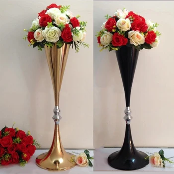 

70cm Height Gold/ Black Metal Wedding Centerpiece Flower Tabletop Vases Stand Event Road Lead Flower Vase 10 pcs/ lot