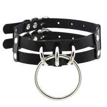 Harajuku Choker Gothic PU Leather O Round Necklace for Maxi Women Collar Anime Necklace Rock Goth Chocker Statement Jewelry gothic pu leather choker necklace