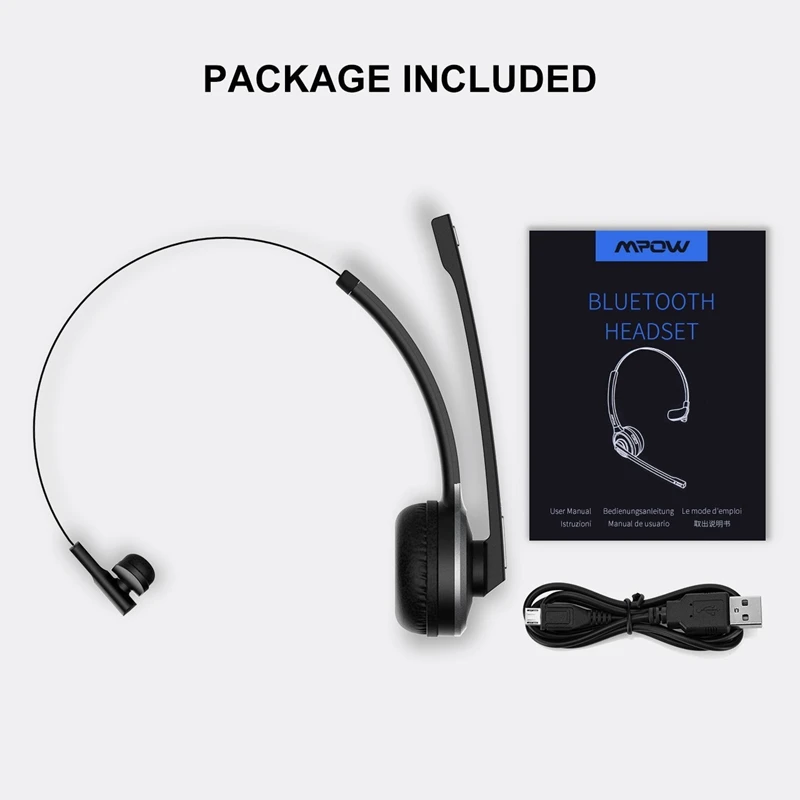 Mpow M5 профессиональная гарнитура Bluetooth 4,1 Гарнитура черные Беспроводные наушники с шумоподавлением и микрофоном