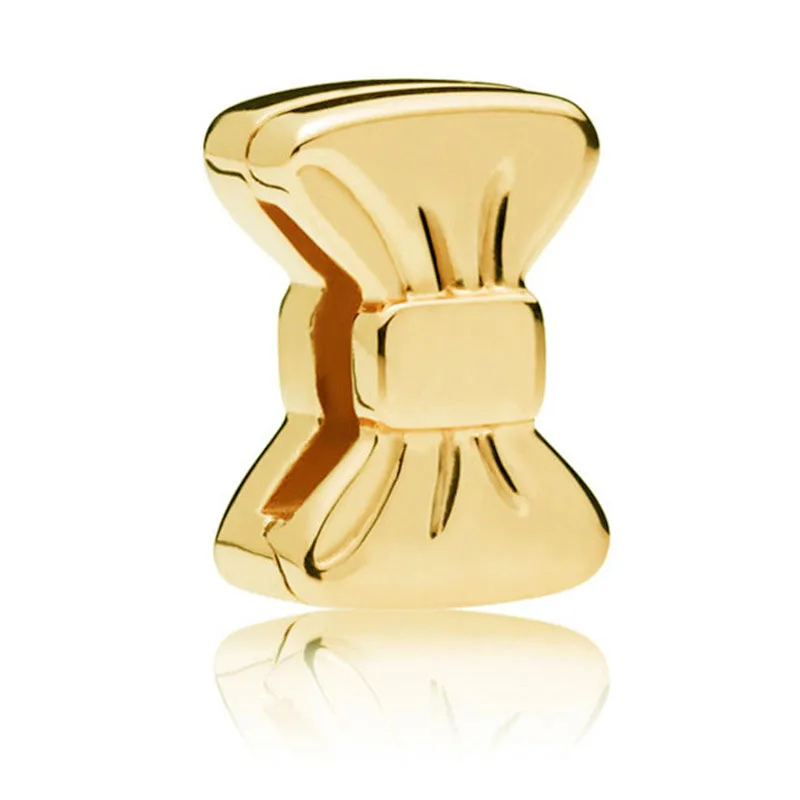 

925 Sterling Silver Bead Shine Reflexions Bow Clip Charm Fit Original Pandora Reflexions Bracelet Women DIY Europe Jewelry Gift