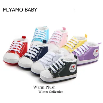 

Winter Warm Plush Baby Shoes Girl Boy Newborn Canvas Shoes Antislip Casual First Walker