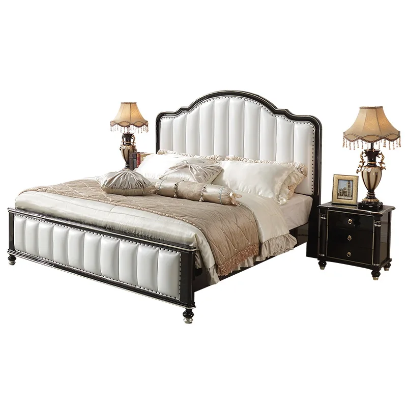 

2019 Hongkong modern style 100% solid wood genuine leather bed