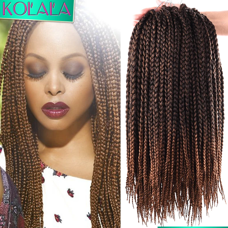 Braiding Hair Black Brown Ombre Tiny Box Braids Crochet Hair 18Inch ...