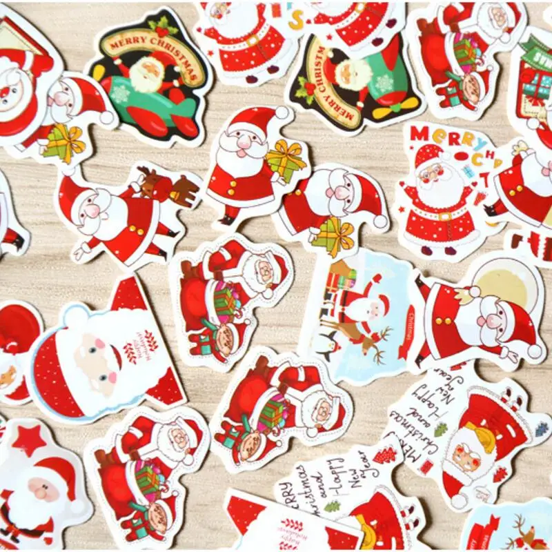 

48 pcs/box Merry Christmas mini paper sticker decoration DIY diary scrapbooking seal sticker kawaii stationery School Supply