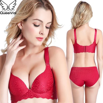 

Queenral Push Up Bra Set Women Seamless Underwear Set Female Sexy Bra And Brief Lingerie Set Plus Size 42 44 ABCD Cup BH Sets